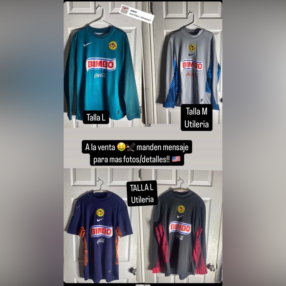Club america sz L, utileria jerseys de portero